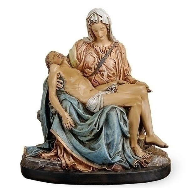 Pieta Hand Painted Statue Artwork Michangelo Replica Colored